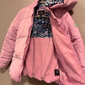 NWT London Fog Girls Lilac Quilted Hooded Puffer Coat Jacket-Warm Winter L 14/16